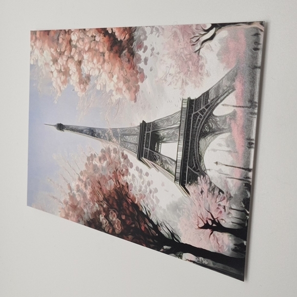 4x6 Paris Eiffel Tower Floral Fantasy Watercolor Oil Painting Art Print - Picture 4 of 5